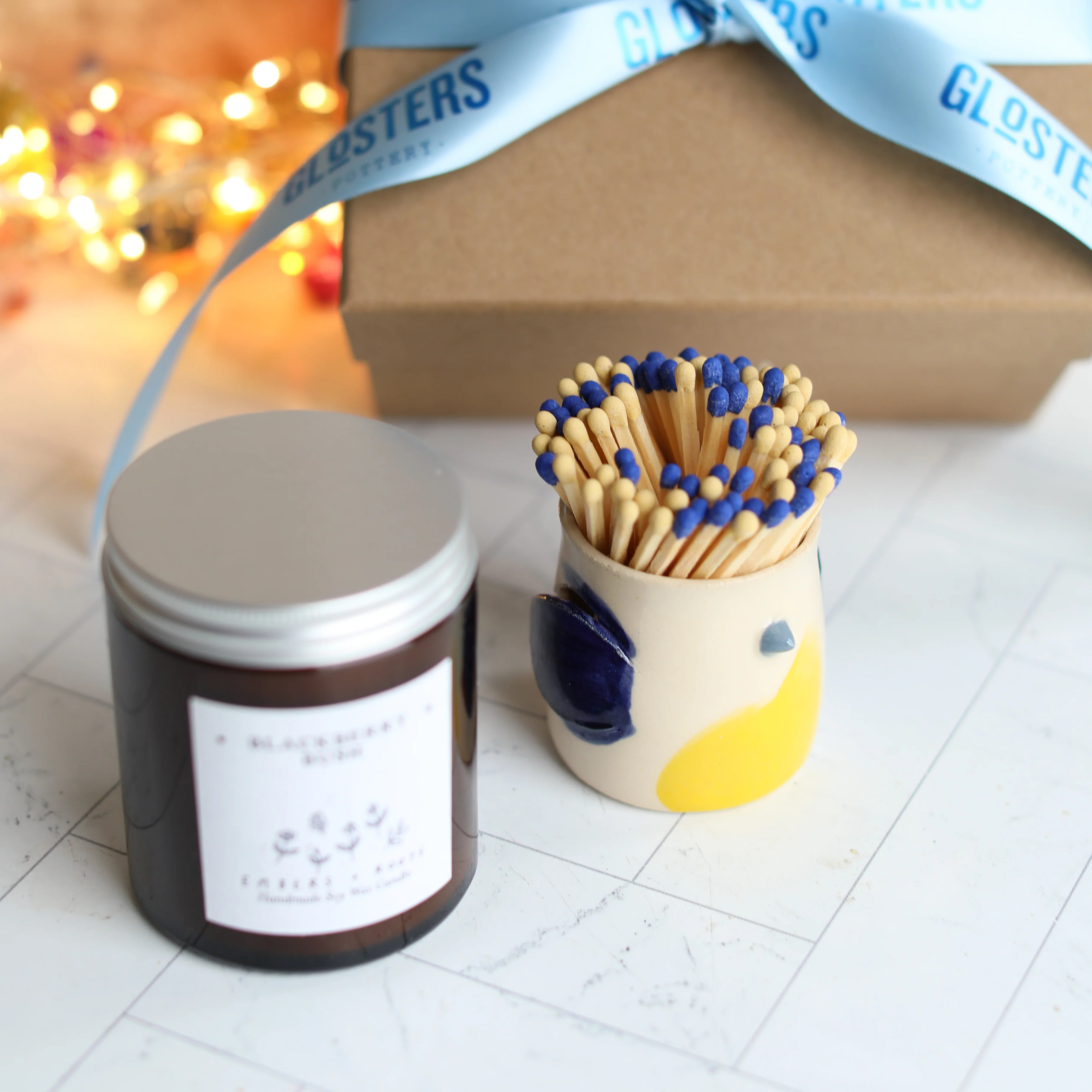 Blue Tit Match Pot and Candle Gift Set - Image 5